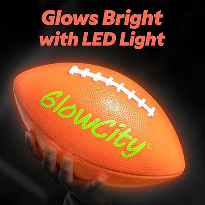 GlowCity Glow in The Dark Football - Size 3/6 Light Up Ball Gifts for Kids, Junior & Teens - Bright Football for Night Outdoor Games - Sports Birthday Gift Ideas for Boys Ages 6 7 8 9 10 11 12 13 14