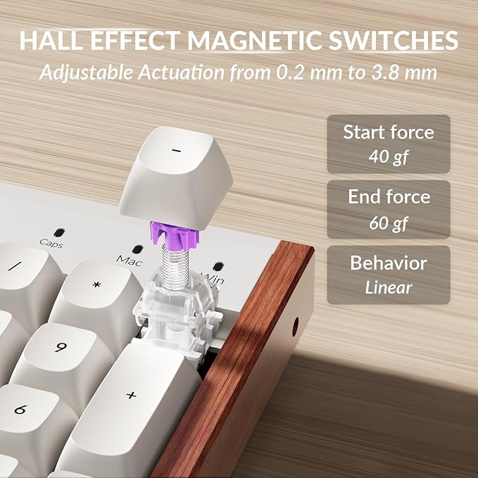 Keychron K10 HE Full-Size Hall Effect Keyboard Wireless, Rapid Trigger | Aluminum Wood Frame Hot-Swappable Magnetic Switches Adjustable Actuation 2.4 GHz Bluetooth USB-C PBT Keycaps QMK Custom RGB