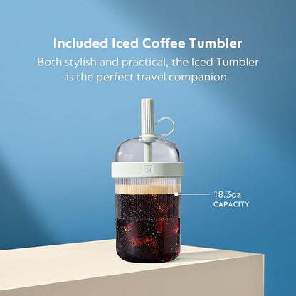 Nespresso Vertuo Pop+ Iced Coffee & Espresso Maker Bundle by De'Longhi | Iced Coffee Bundle by De'Longhi in Liquorice Black: 10 iced coffee pods, 10 Melozio pods and a travel tumbler included.