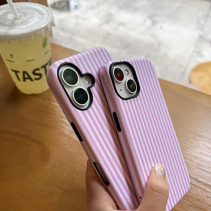 for iPhone 15 Case Striped Cute Aesthetics Phone Case Trendy Protective Shockproof Cover for iPhone 15 Pink White