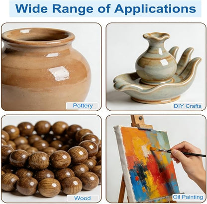 Air Dry Clay Glaze, 120ml High Gloss Polymer Clay Varnish, Prevent Clay Cracking, Scratch Resistant, Waterproof, for Pottery, Crafts, Clay Sealant with Brush & Measuring Cup (4fl oz)