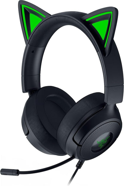 Razer Kraken Kitty V3 X Wired Gaming Headset, Kitty Ears, Black | HyperClear Cardioid Mic, 40 mm Drivers, 7.1 Surround Sound, Comfy Ear Cushions, Cross-Platform via 3.5mm PC, PS5, Xbox