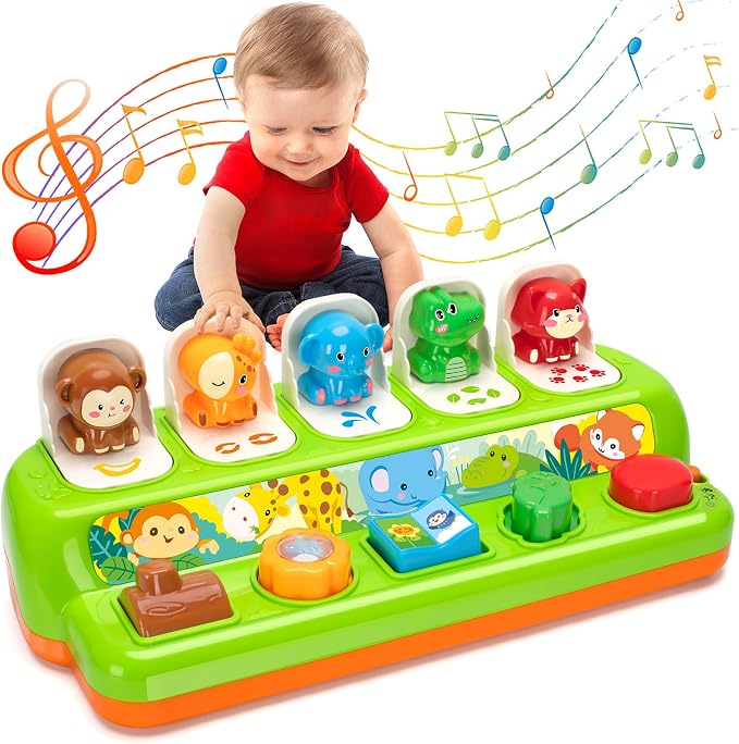 Duchong Pop Up Toys for 1 Year Old Boy Girls, Interactive Cause and Effect Learning Toys with Music & Light for Baby 6 7 8 9 10 11 12 Months, Christmas Birthday 1st Gifts for Toddlers