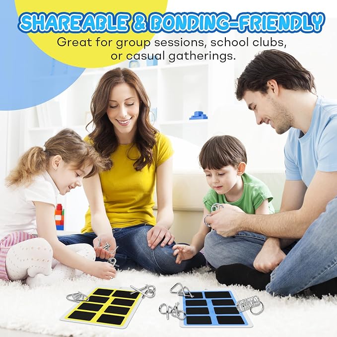 Metal Brain Teaser Puzzles Ring Educational Toys, Steel IQ Games Physics Mind Metal Puzzles for Adults, Unlock Interlock Game, Brain Teaser Puzzle for Party Favor Kids (C)