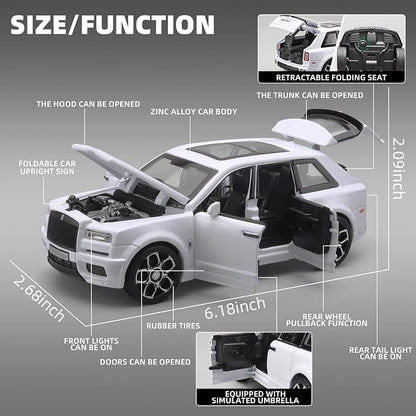 OANMYJJO Collectibles Exquisite Car Model 1:32 Rolls-Royce Cullinan Die Cast Metal Model Cars,Pull Back Toy Cars with Light and Sound,Cars Toys Gifts for Age 3+ Year Old Boys（White）