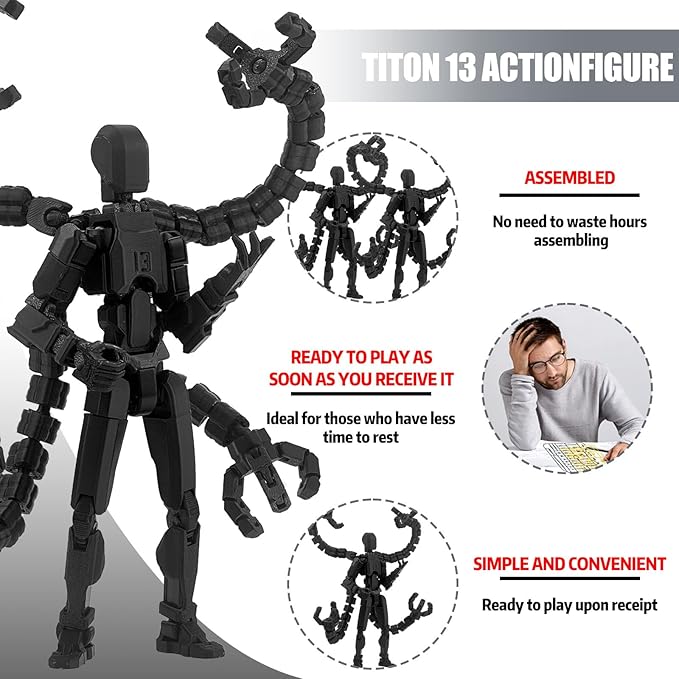T13 Already Assembled Action Figure Accessories,T13 Multi-Jointed Movable,for Collectors Desktop Decorations t-13 Movability 3D Printed Toys