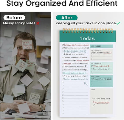 Taja To Do List Notepad, Undated Daily Planner for Work and Goal Setting | Greenery Sway, 52 Sheets, 9.8" x 6.5" , for Office, Home and school, Daily Task Planning, Notes and Everyday Organization