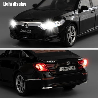 WAKAKAC Toy Cars Compatible for 1:24 Accord Model Cars, Pull Back Die-cast Vehicles with Sounds＆Lights for Kids Boys Girls and Adults, Gift Black