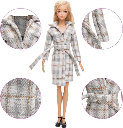 13 Pcs Doll Winter Clothes and Accessories - 3 Set Dolls Winter Coat Clothes, 2 Pairs of Shoes and 8 Pcs Skiing Accessories for 11.5 Inch Girl Doll Winter Playset