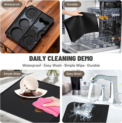 Silicone Coffee Mat Compatible with Ninja Luxe Espresso Coffee Machine ES601/ES701 & Most Home Espresso Machines - 23"x15" Anti-Slip Heat-Resistant - Maker Bar | Tamping Mat | Top Mat (3-in-1)