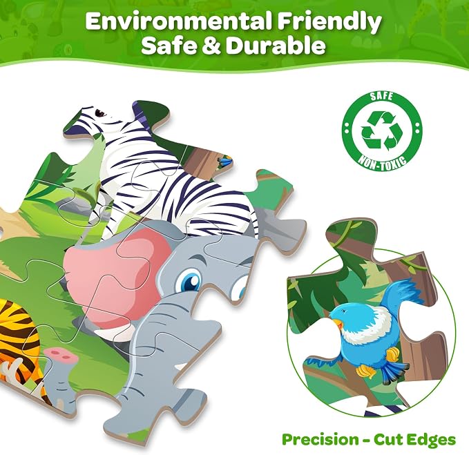 Jumbo Floor Puzzle for Kids Ages 4-6, 48 Piece Large Animal Jigsaw Puzzle, Extra-Thick Cardboard Preschool Learning Toys for Toddlers 3-5, Educational Gift for Boys Girls 3 4 5 6 7 8