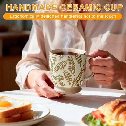 18oz Coffee Mug Gift for Women Mom Her - Rustic Handmade Coffee Cup | Microwave & dishwasher safe. Mug for latte, cocoa, tea, milk, milkshake. Home office essential. Great gift for mom or her