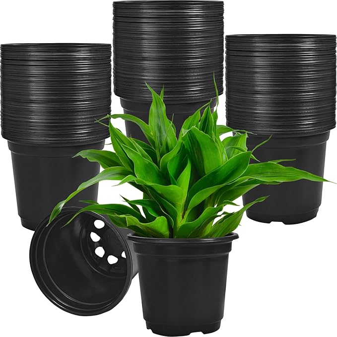 120 Packs Flexible Plastic Nursery Pots,4 Inch Thickened Soft Plastic Pots with Drainage Holes,Garden Seedling Pot for Succulents,Transplanting,Cuttings(Black)