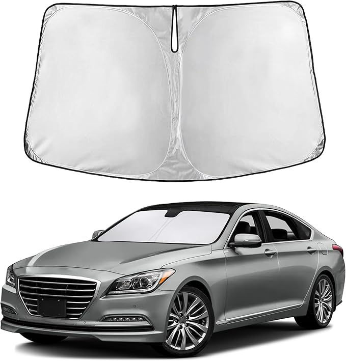 EcoNour Windshield Sunshade Compatible for Hyundai Genesis 2015 2016, Sun Visor for Front Windshield & Window Sun Shade Cover, UV Heat Blocker & Protector, Car Accessories