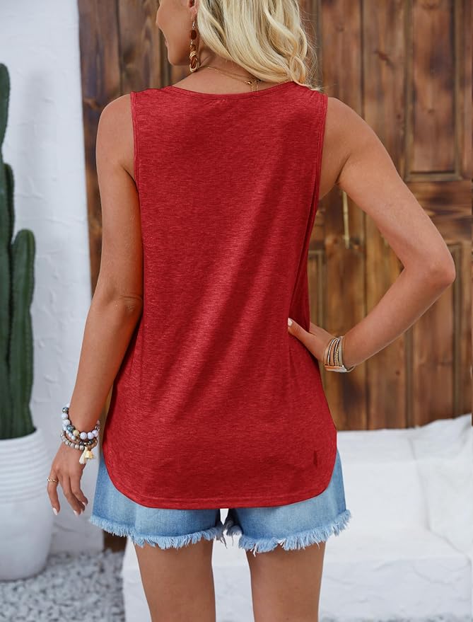 Halife Womens Half Zip V Neck Tank Tops Summer Sleeveless Shirts Casual Loose Top Blouses T Shirts