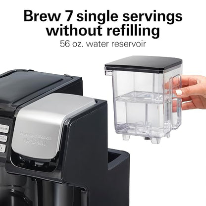 Hamilton Beach FlexBrew Trio 2-Way Drip & Single Serve Coffee Maker | Single Serve Coffee Maker & 12 Cup Coffee Maker | Compatible With K-Cups, Pods or Grounds | Fast Brewing | Black | 49902JN
