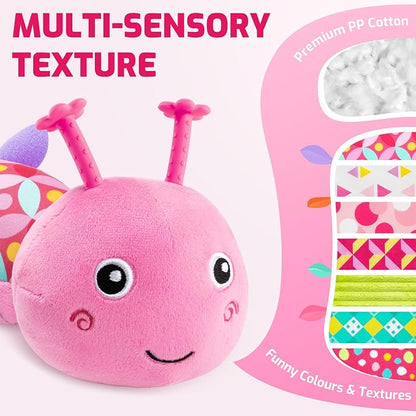 Sumobaby Infant Baby Musical Stuffed Animal Toys for 0-3-6-12 Months,Multi Sensory Toys with Crinkle and Rattles, Tummy Time Toys for Newborn Boys Girls, Caterpillar, Pink