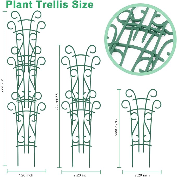 Plant Trellis for Potted Plants 12 Pack Stackable Indoor Outdoor Climbing Houseplant Support with Garden Wire for Pothos Hoya Ivy Flower