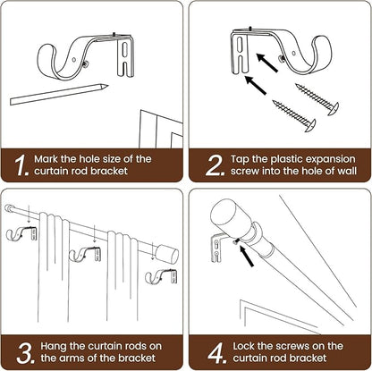 1” Diameter Curtain Rods Itself is 30 to 240 inch 1 Pack Fit 30-234 inch Window with Heavy Duty Adjustable Rod Matte Black Splicing Metal Extra Long Curtain Rod for Windows