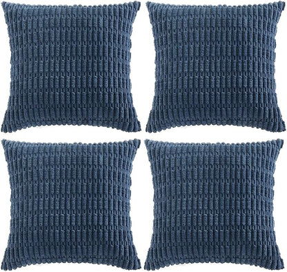 Fancy Homi 4 Packs Decorative Throw Pillow Covers for Living Room Couch Bed, Modern Farmhouse Boho Home Décor Accent Cushion Case, 14" x 14", Dusty Blue