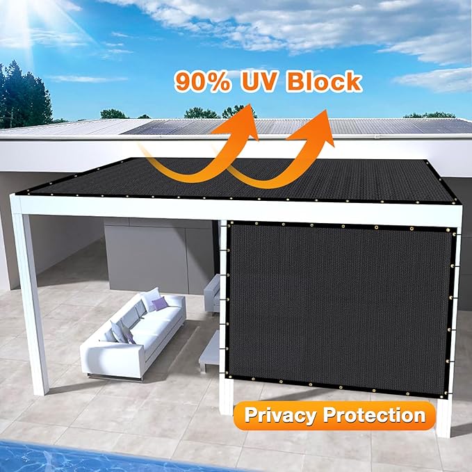 Artpuch Outdoor Pergola Shade Cover 4x23 FT Sun Shade Cloth with Grommets Black 90% UV Protection Canopy Patio Privacy Screen (Customized Available)