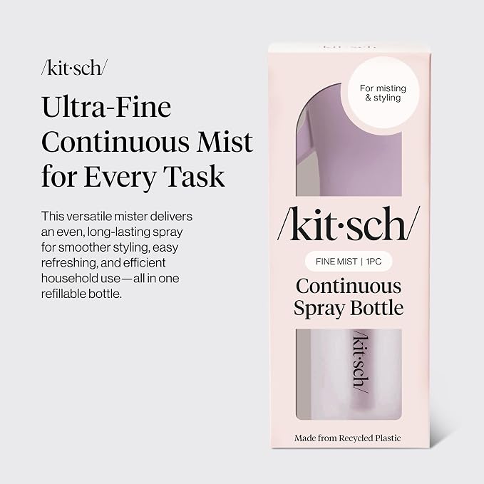 Kitsch Continuous Spray Bottle for Hair – Sheer Violet, 150ml | Fine Mister Spray Bottle & Water Spray Bottle – Recycled Hair Spray Bottle – Spray Bottles for Cleaning, Styling, & More