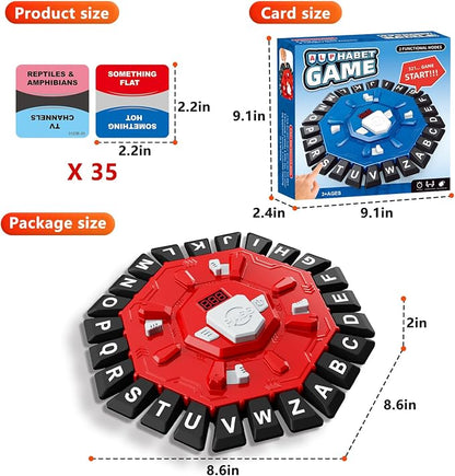 Resflycheng Word Game Family Board Game with Digital Display Timer and 2 Categories Modes Fun Fast-Paced 24-Letter Game for Learning Party Interactive (Red)