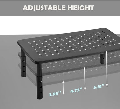 Monitor Stand for Desk Monitor Riser, Adjustable Laptop Riser, Desk Organizer Desktop Printer Laptop Storage Shelf, Mesh Metal Computer Item Stand (2 Pieces)(14.5" Lx9.3 W/Piece)