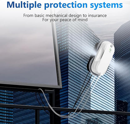 Tosima W5 Window Cleaning Robot, 6400Pa Max Adaptive Suction, Auto-Spray Smart Window Cleaner with Triple Safety System, Intelligent Navigation, Remote Control, for All Smooth Surfaces, White
