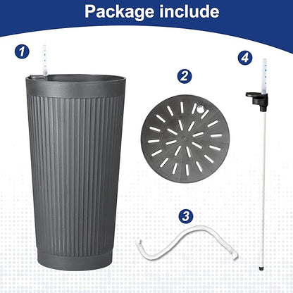 FENCY 2Pack 24IN Self Watering Planter for Indoor Plants, Plastic Large Planter for Outdoor Plants, Water Level Indicator& Spacious Reservoir Flower Planter Decorative(Grey)