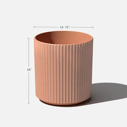 Veradek Demi Series Round Planter for Porch, Patio, Backyard | Durable Plastic-Stone Composite Material | Modern Décor for Tall Plants, Flowers