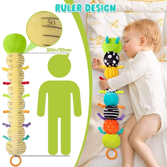 Baby Stuffed Animal Toys for 0-6 6-12 Months, Baby Musical Caterpillar Tummy Time Toys for Babies 3 6 9 12 18 Months, Newborn Infant Sensory Toys Gifts for 1 2 Year Old Boys Girls