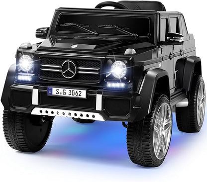 JOYLDIAS Licensed Mercedes-Benz G650S Ride On Car for Kids, 12V7AH Kids Ride On Truck W/LED Underglow Lights,Remote Control, 3 Speeds,Music,Bluetooth,Twin Motors, Spring Suspension, Black
