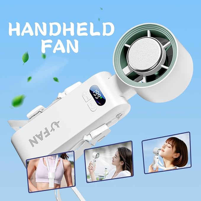 Handheld Fan, Portable Handheld Fan with Ice Function, mini personal fan, Turbo Powerful Rechargeable Fans,1-199 Speed, Foldable, for Women Men Outdoor Indoor travel essentials(White)