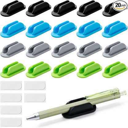 Adhesive Pencil Holders for Desk,Silicone Flexible Pen Holder for Wall, Office, School,Home,Classroom Must Haves,Teacher Essentials Accessories,Desk Organizer (20, Multi-colour combinations)