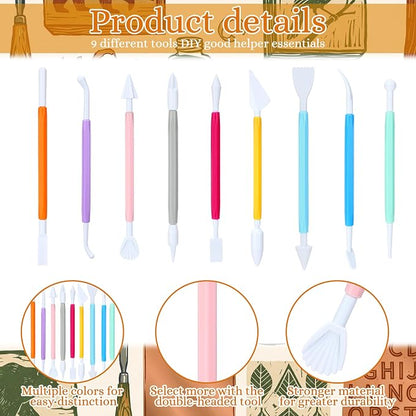 Ferrochef 10 Set 90 Pcs Plastic Clay Sculpting Tools Different Shapes Pottery Tools Clay Carving Cutters Pottery Trimming Supplies for DIY Ceramics Plastilina Molding Embossin (Colorful Style)