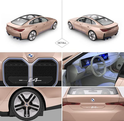 RASTAR BMW i4 Remote Control Car, 1/14 BMW i4 Concept RC Toy Car Golden BMW Model Car Diecast for Kids Boys Adults