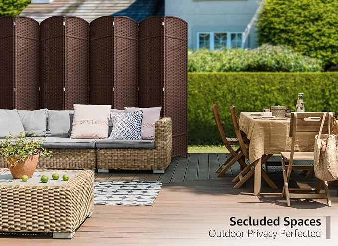 Sorbus 8 Panel Room Divider 6 ft. Tall - Privacy Screen, Extra Wide Double Hinged Panels, Mesh Hand-Woven Design, Partition Room Dividers and Folding Privacy Screens, Wall Divider for Room Separation