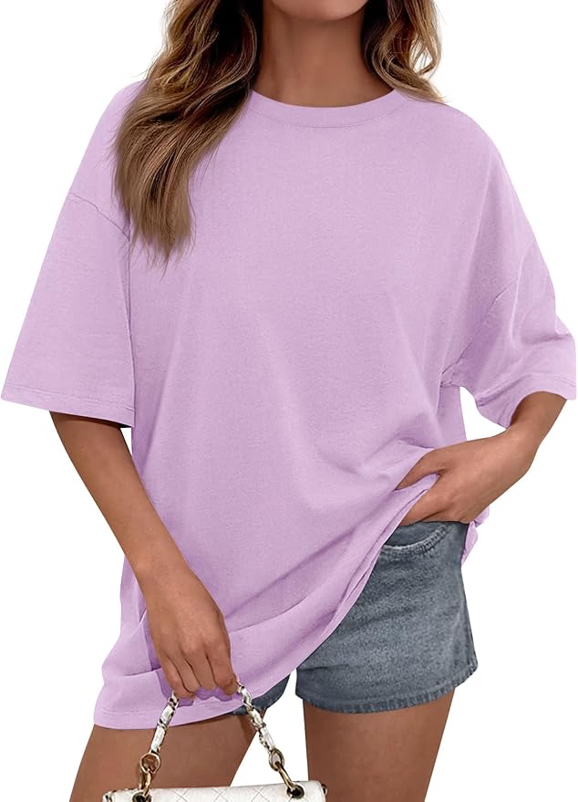PRETTYGARDEN Womens 2026 Spring Going Out Tops Casual Short Sleeve Crewneck Loose Fit Basic Oversized T Shirts Summer Outfits