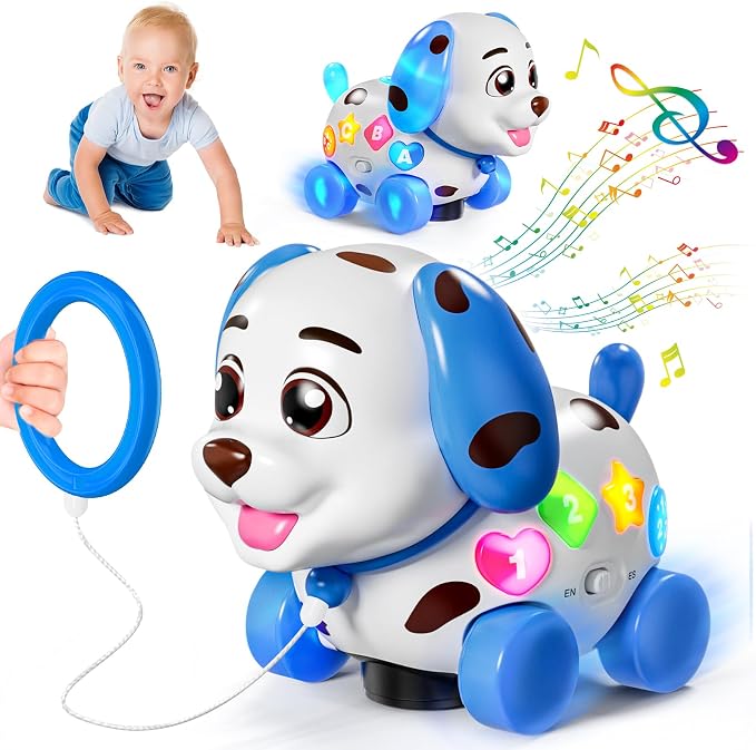 HumorPlay Musical Puppy Baby Toy 6-12-18 Month, Crawling & Walking Toys for 1 Year Old Boy Girl Gifts, Birthday Gift for 1 Year Old Boy Toy, Bilingual Infant Present for 6 7 8 9 10 Month