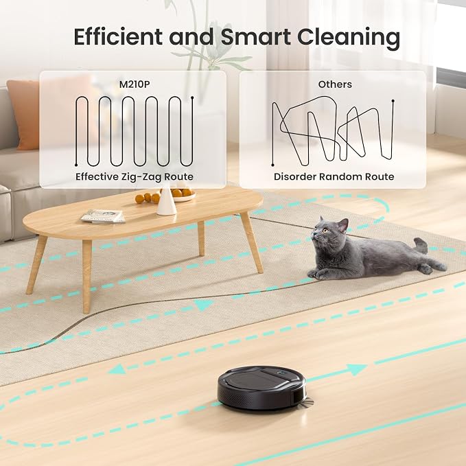 Lefant M210 Pro Robot Vacuum, 4000Pa Suction, 200 Mins Runtime, Quiet, Ultra-Slim, Self-Charging Robotic Vacuum Cleaner, WiFi/App/Alexa Control, Ideal for Pet Hair & Hard Floors