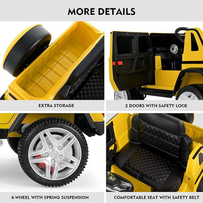 JOYLDIAS Kids Ride On Cars, Licensed Mercedes-Benz Maybach G650S, 12V7AH Battery Powered Toy Electric Car for Kids W/LED Underglow Lights,Remote Control,2 Motors,3 Speeds,Music,Bluetooth,Horn, Yellow