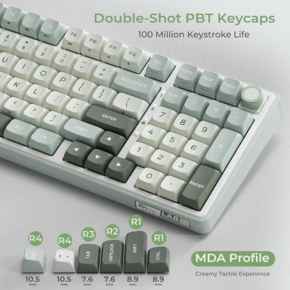 RK ROYAL KLUDGE R98 Pro Creamy Mechanical Keyboard, 96% Wired Gaming Keyboard RGB Backlit with Number Pad and Volume Knob, Gasket Mount, MDA Profile PBT Keycaps, Hot Swappable Pre-lubed Tactile Switch