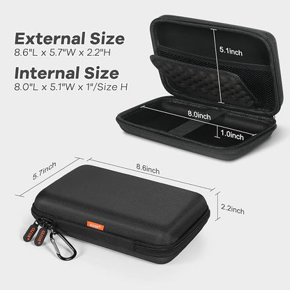 Shockproof Hard Shell Carrying Case for GPS, External Hard Drive, Power Bank, Charger, Cable, Heart Monitor, Cell Phone, Electronic Accessories - Larger Capacity Storage Pouch Travel Bag