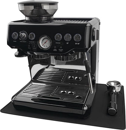 Silicone Mat Under Coffee Machine With Lip Automatic Machines Accessory, Black Multifunctional Rubber Base Mat, 18.9” x 13.8”