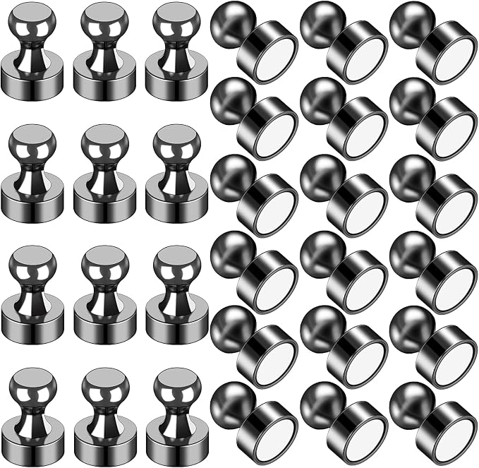 LOVIMAG Fridge Magnets 30Pcs, Magnet for Refrigerator Whiteboard, Black | Small Strong Neodymium Metal Cute Push Pin for Classroom, Kitchen, Accessories Decorative, Office, Calendar