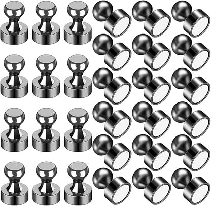 LOVIMAG Fridge Magnets 30Pcs, Magnet for Refrigerator Whiteboard, Black | Small Strong Neodymium Metal Cute Push Pin for Classroom, Kitchen, Accessories Decorative, Office, Calendar