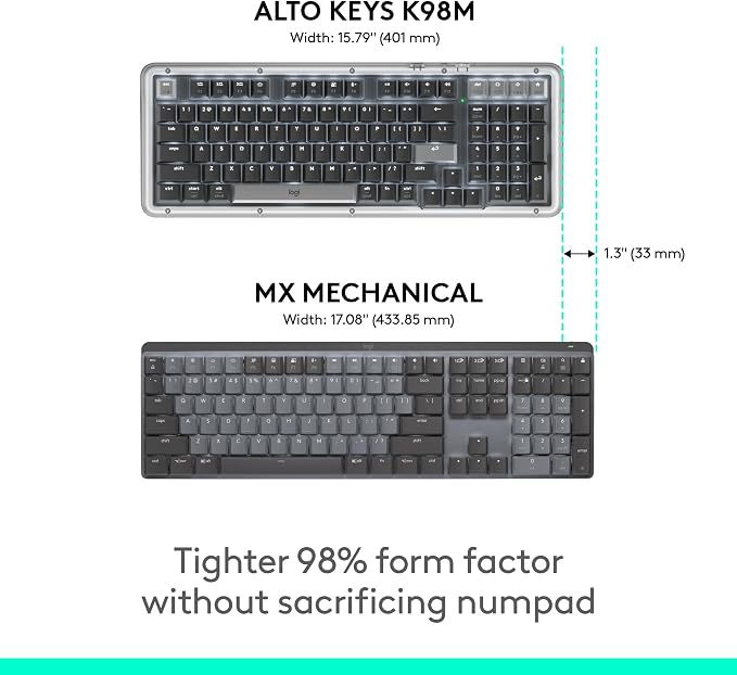 Logitech Alto Keys K98M Wireless Mechanical Gasket Keyboard - Off White | Customizable, clicky, vibration absorbing gasket, white backlit keys, Bluetooth, USB-C charging, for PC, Mac, Laptops