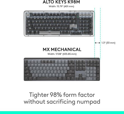 Logitech Alto Keys K98M Wireless Mechanical Gasket Keyboard - Off White | Customizable, clicky, vibration absorbing gasket, white backlit keys, Bluetooth, USB-C charging, for PC, Mac, Laptops