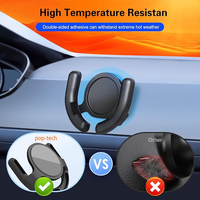 pop-tech Sticky Adhesive Replacement for Magnetic Car Mount, 8PCS Circular Heat Resistant Double Sided Strong Sticker Pads for Magnet Cell Phone Stand & Finger Ring Holder & Socket Grip Base